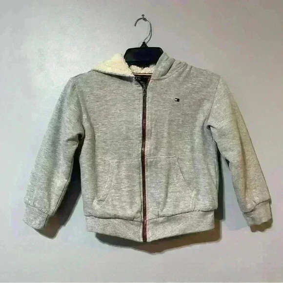 Tommy Hilfiger Boys Full-Zip Hooded Sweatshirt Size 6 Gray Outdoor Warm School - Picture 1 of 8